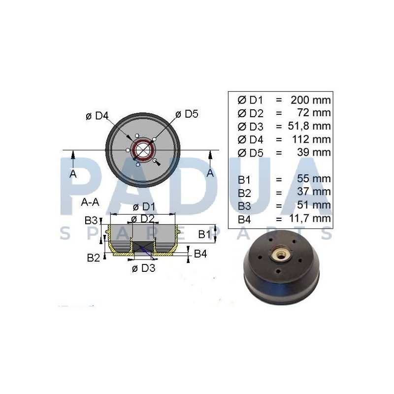 KNOTT TAMBURO FRENO 16-1365 - FRENATURA 100x4