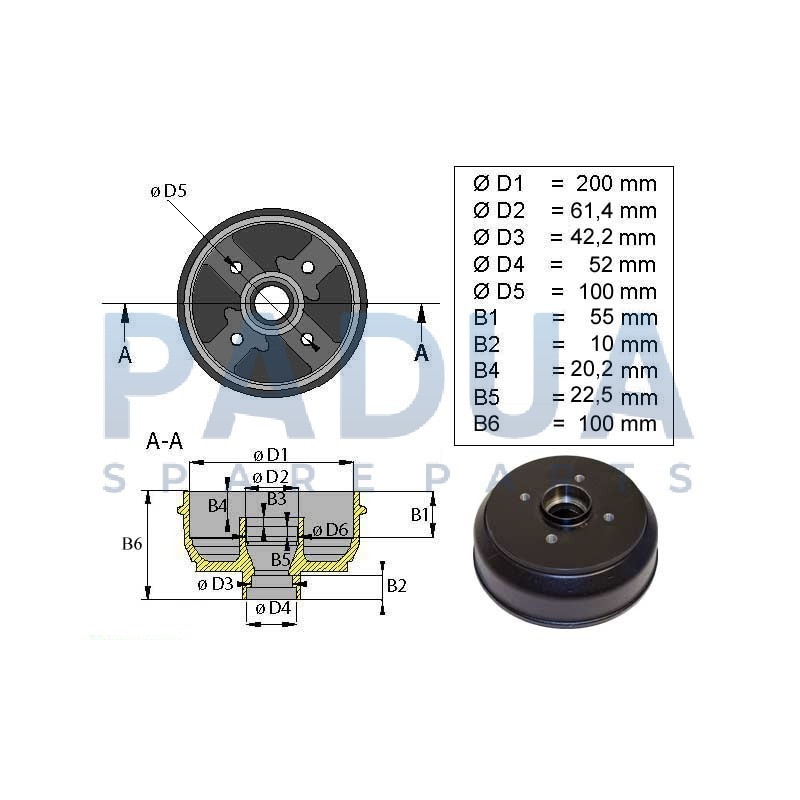 KNOTT TAMBURO FRENO 20 2425/1, 20 963,2 0 964, 20 965, 20 966/1 - FRENATURA 100x4