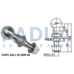 AL-KO SFERA DIRITTA Ø mm. 50 CARICO VERTICALE KG. 150