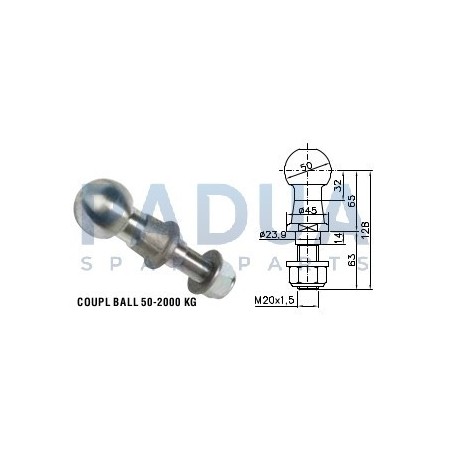 AL-KO SFERA DIRITTA Ø mm. 50 CARICO VERTICALE KG. 150