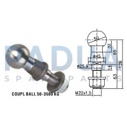 AL-KO SFERA DIRITTA Ø mm. 50 CARICO VERTICALE KG. 200